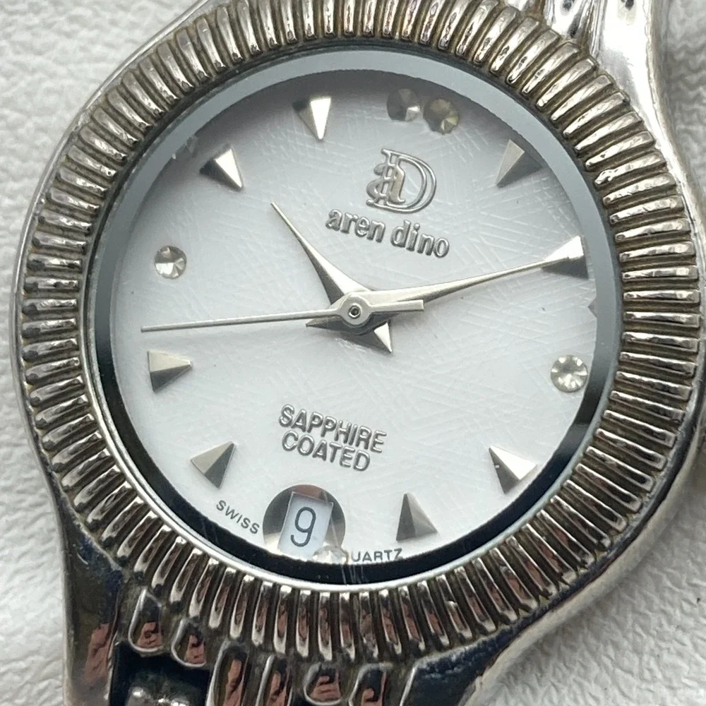 Aren Dino Women's Watch 25mm Silver Tone Swiss Date New Battery SMALL 5.75
